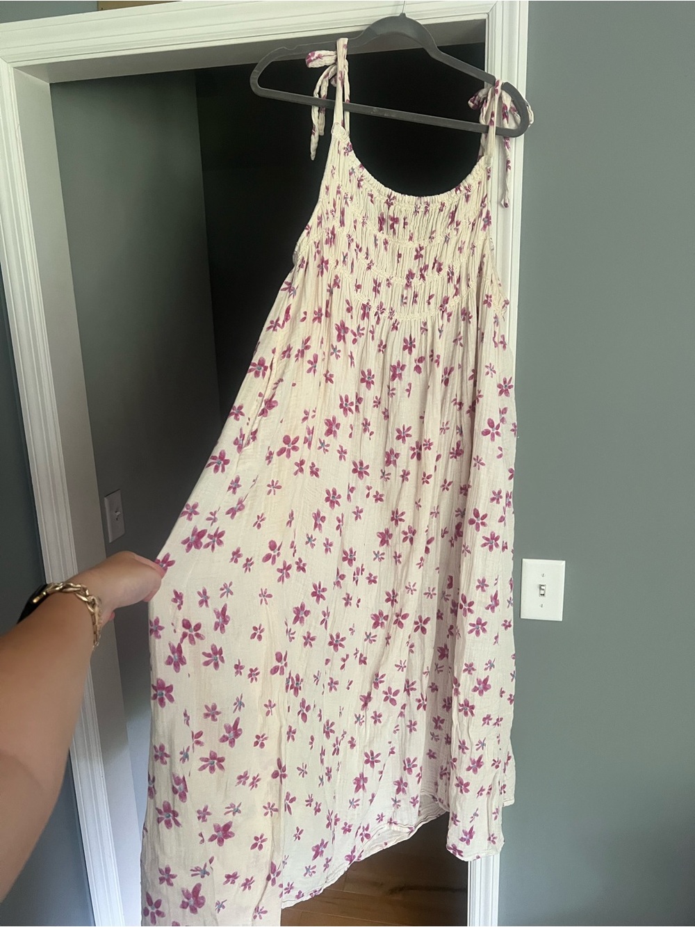 Free People Azure Midi Dress in Lilac and Ecrue - Picture 3 of 4